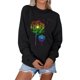 thumbnail image 1 of Sudadera de diente de león para mujer, suéter con patrón degradado, cuello redondo, manga larga, transpirable, Top para el trabajo diario, escuela, negro, L, 1 of 5