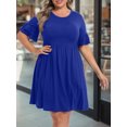 thumbnail image 3 of Cueply Women's Plus Size Dress Casual Summer Short Sleeve Crew Neck Loose Midi Dresses T-Shirt Swing Dress, 3 of 5