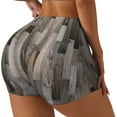 thumbnail image 2 of Sigee Wooden Texture Print Women's High Waist Workout Shorts - Squat Proof, Tummy Control, Yoga and Gym Activewear-Medium, 2 of 9