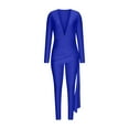 thumbnail image 4 of Ahabrexf Sets for Women Sexy Jumpsuits for Women Women's Solid Color Sexy V-Neck High Elasticity Jumpsuit Set Sexy Jumpsuits for Women, 4 of 7