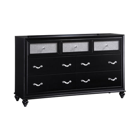 7 Drawers Wooden Dresser with Acrylic Drawer Front Black