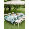 thumbnail image 4 of Outdoor Tablecloth with Umbrella Hole for Patio/Picnic/Party/Camping, Turquoise Boho Flowers Waterproof Table Cloth Rectangle Table Cover Washable, Modern Luxurious Geometric Floral (52"x 70"), 4 of 8