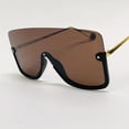 thumbnail image 2 of Women Fashion Sunglasses Luxury Single Lens Square Gold Shades Brown, 2 of 5