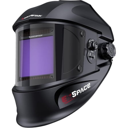 ARCCAPTAIN Auto Darkening Welding Helmet - 180° Panoramic View | 1/1/1/1 True Color Large Lens | 4 Arc Sensors & Solar Power | Shade 4-13 | For TIG, MIG, Arc, Cutting