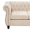 thumbnail image 6 of 60" Elegant Modern Upholstered Sofa with Solid Wood Legs, Mid-Century Loveseat Sofa Chair with Buttoned Tufted Backrest and Detachable Cushion, Suitable for Living Room, Beige, 6 of 9