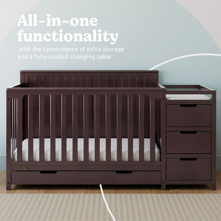 Graco Hadley 5-in-1 Convertible Crib with Changer, Drawer, and