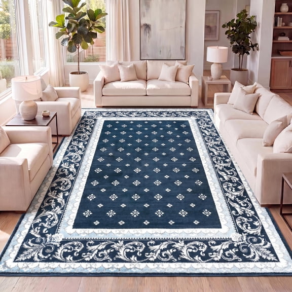 JONATHAN Y MODERN PERSIAN 5 x 8 Area Rug, Acanthus French Border - Navy/Blue, MDP504C-5