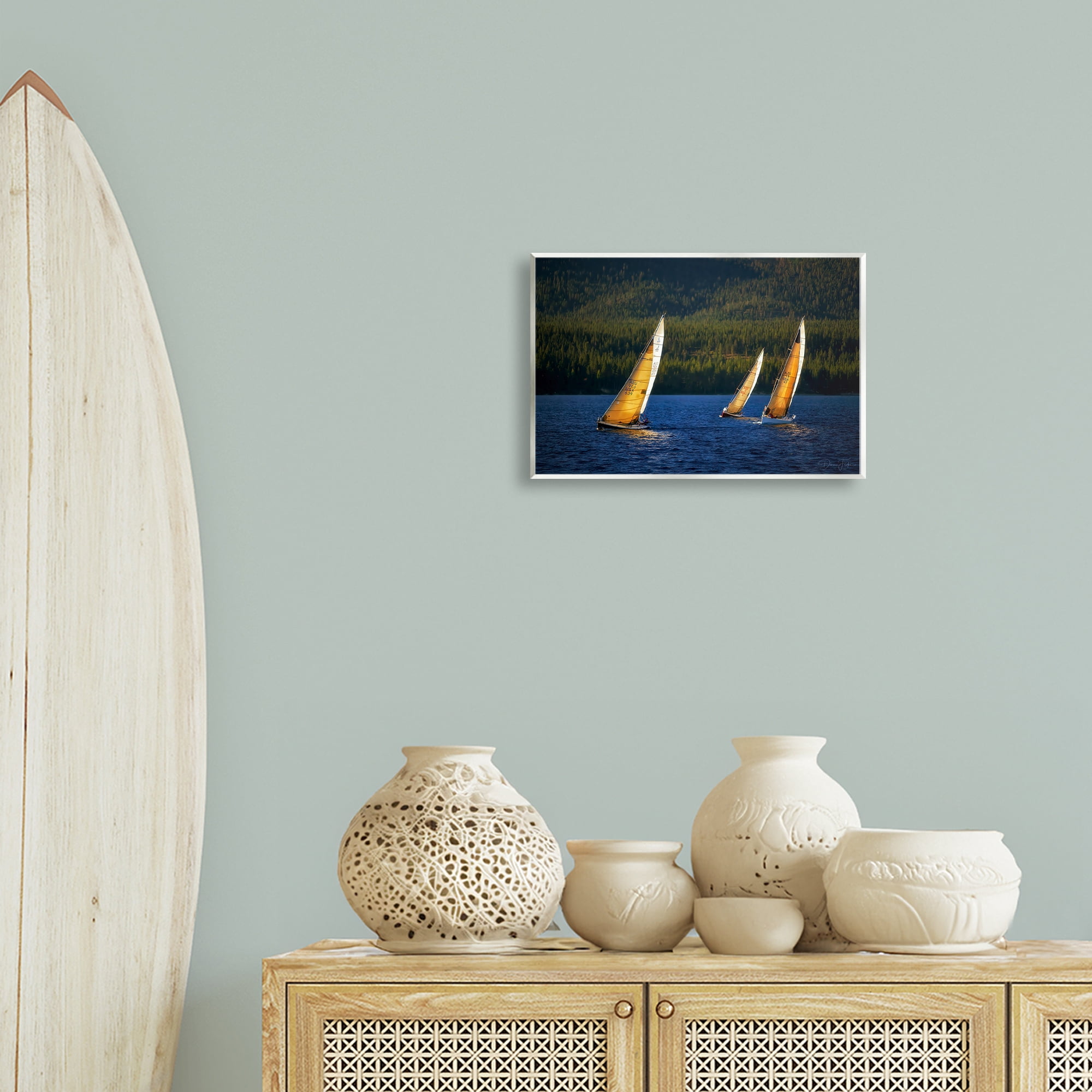 Stupell Industries Floating Sailboat Trio Transportation Photography Unframed Art Print Wall Art, 15 x 10