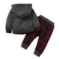 thumbnail image 2 of 2Pcs Baby Boys Girls Hooded Sweater Tops+Plaid Printed Pants Set Toddler Clothing Outfits, 2 of 7