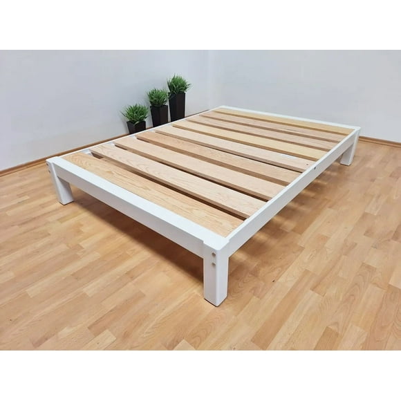 Base Para Cama Matrimonial Muebles GM Tradicional Desarmable Madera de Pino Con Laca Color Blanco