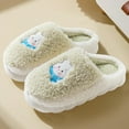 thumbnail image 4 of 1 Pair Women Winter Slippers Thick Plush Cartoon Rabbit Thick Flat Sole Anti skid Slip on Warm Cozy Dorm Slippers Green L, 4 of 7