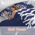 thumbnail image 4 of 3 Piece Coral Navy Blue Duvet Cover Set Queen Size,Microfiber Comforter/Quilt Cover with Corner Ties and 2 Pillowcases,Coastal Ocean Marine Nautical Beach All Season Soft Bedding with Zipper Closure, 4 of 8