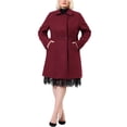 thumbnail image 2 of Unique Bargains Juniors' Plus Size Single Breasted Cinched Waist Long Coat, 2 of 6