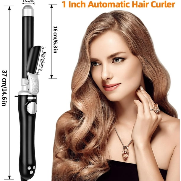 Rotating Curling Iron 1 Inch Automatic Curling Wand Professional Hair Curler with Long Barrel 13 Adjustable Temps 30s Instant Heat 1H Auto Off 110 240V Dual Voltage Anti Scald Walmart Business Supplie...