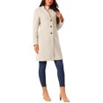 thumbnail image 2 of INSPIRE CHIC Women's Winter Coat Single Breasted Peacoat Notched Lapel Button Down Outerwear Overcoat M Beige, 2 of 6