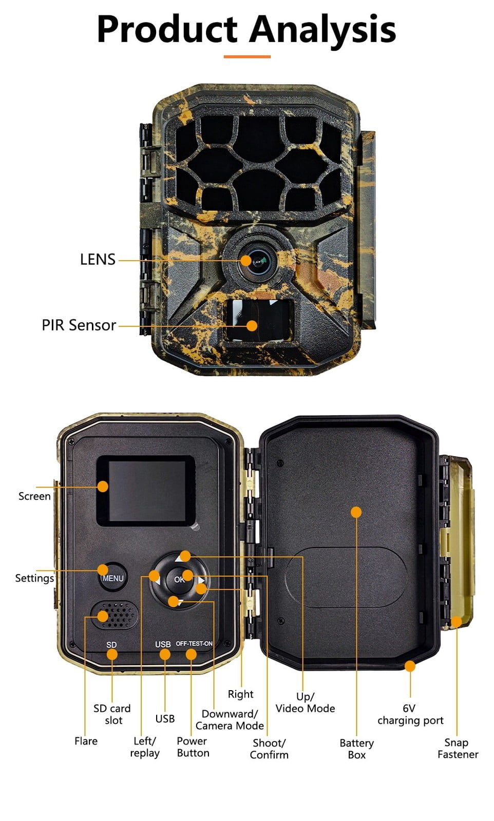 WiFi Trail Camera with Solar Panel, Motion Activated Game Camera with Infrared Night Vision, High Resolution Wildlife Camera with Rechargeable Battery & IP66 Waterproof