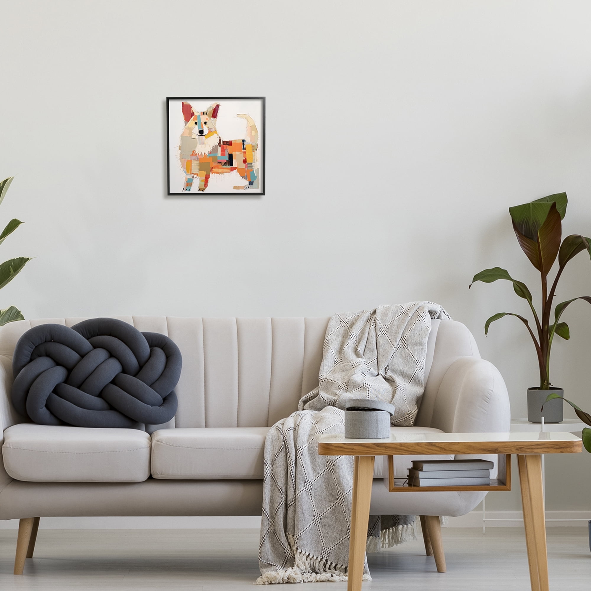 Stupell Industries Abstract Collie Dog Animals & Insects Painting Black Framed Art Print Wall Art, 12 x 12