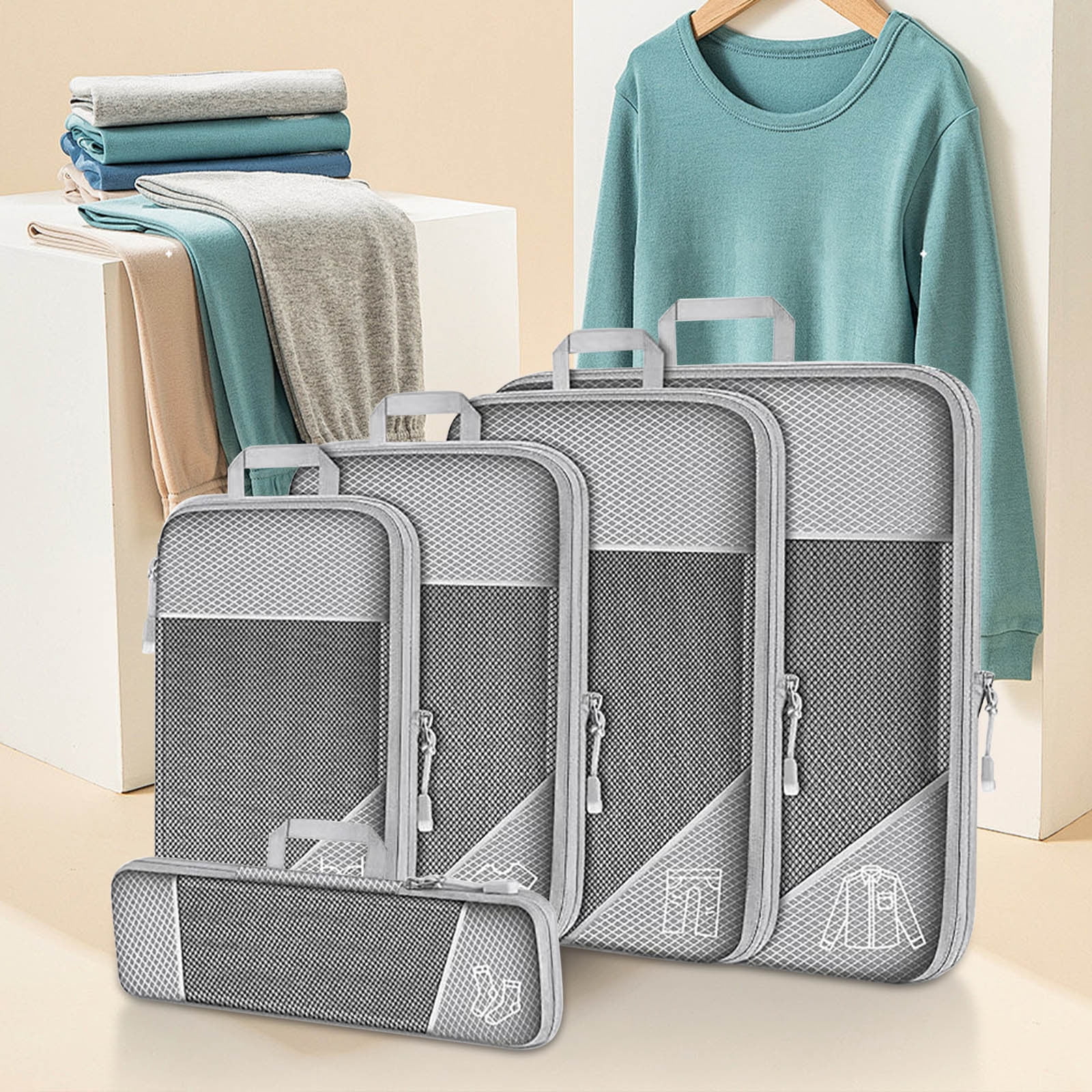 TACILIP Packing Cubes Set Of 5 Suitcase Luggage Organizer Bags For Travel Accessories Clothes Organizer, Gifts for Mom