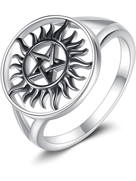 Supernatural Rings for Women Men 925 Sterling Silver Anti Possession Pentagram Rings Amulet Jewelry Gifts