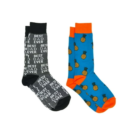 Men's Best Dad Ever Socks Grey and Pineapple Tropical Socks Turquoise