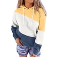 thumbnail image 2 of shqvo Hoodies for Women Drawstring Color Block Hooded Sweatshirt with Patch Flower Trendy Long Sleeve Sweatshirt Hoodies with Pockets Womens Fashion Clothes, 2 of 6