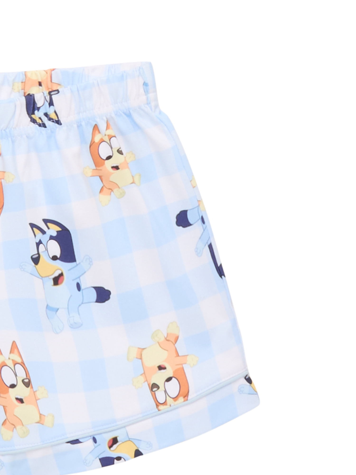 Bluey Girls Short Sleeve Button Down Top with Shorts, 2-Piece Pajama Set, Sizes 4-12