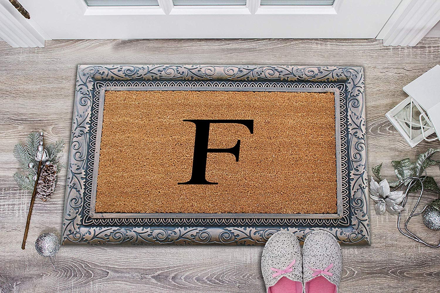 A1HC First Impression Rubber and Coir Albena 24" X 36" Bronze Finished Heavy Duty Monogrammed Doormat