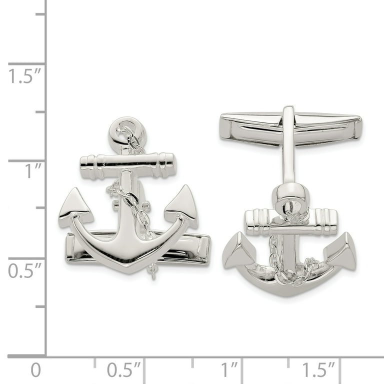 Sterling Silver Anchor With Dangle Rope Cuff Links Sterling Silver Anchor With Dangle Rope Cuff Links