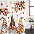 thumbnail image 2 of Fall Shower Curtain, Waterproof Shower Curtains for Bathroom, Orange Yellow Thanksgiving Maple Leaf Gnomes Pumpkin Washable Fabric Bathtub Curtain Set Bath Decor with 12 Hooks 72"x78", 2 of 8