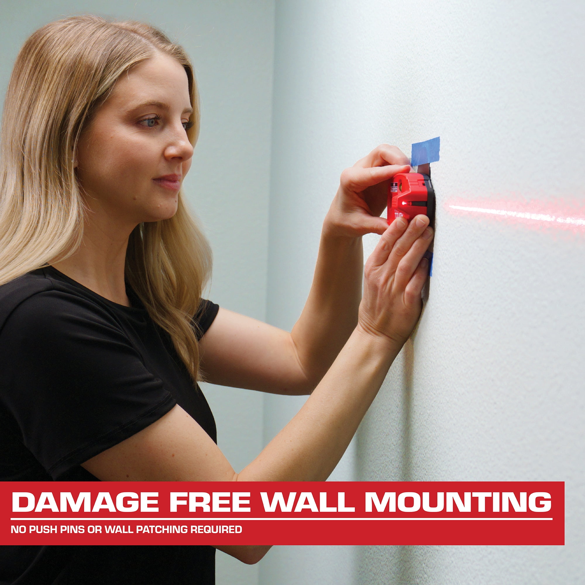 Hyper Tough 10-Foot Multi-Surface Laser Level Tool, Non-Damaging Wall Mounting, Bubble Vials for Aligning Vertical and Horizontal Line Laser