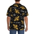 thumbnail image 3 of Lsque Hohey Bee Golden Embroidery print Men's Cuban Collar Short Sleeve Shirt Summer Beachwear Casual Button Down Fashionable Vacation Leisure Shirt-X-Large, 3 of 7