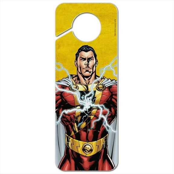 Justice League Shazam Character Plastic Door Knob Hanger Sign