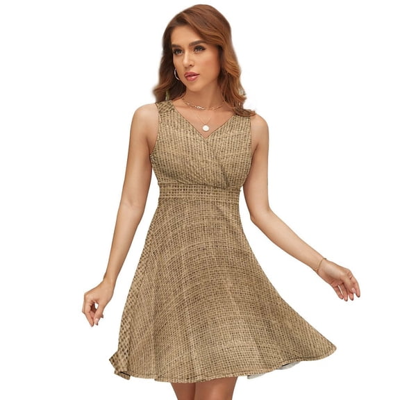 Textile Burlap Horizontal Background with Natural Texture Sundress Sleeveless Dress Summer Women Clothes Dress for Women Dresses