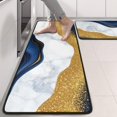 thumbnail image 2 of Kitchen Rugs Sets Of 2,Blue and Gold Marble Glitter Waves Pattern Anti Fatigue Kitchen Mat Rugs Non Slip Washable,Decorative Kitchen Floor Mats for Kitchen,Sink,Laundry,17"x47"+17"x47", 2 of 5