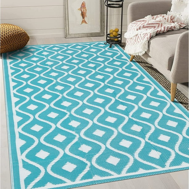 Pauwer Large Reversible Outdoor Rug Plastic Straw Area Rug Mat RV