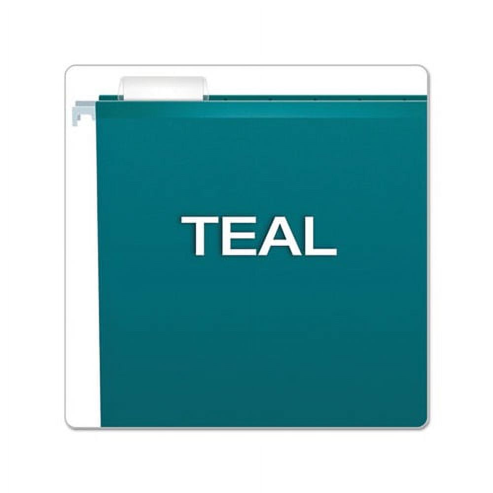 Colored Reinforced Hanging Folders Legal Size, 1/5-Cut Tab, Teal, 25/Box - image 3 of 7