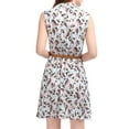 thumbnail image 2 of INSPIRE CHIC Women's Floral Printed Half Placket Knee Length Sleeveless Spring Belted Dress S Light Blue, 2 of 8