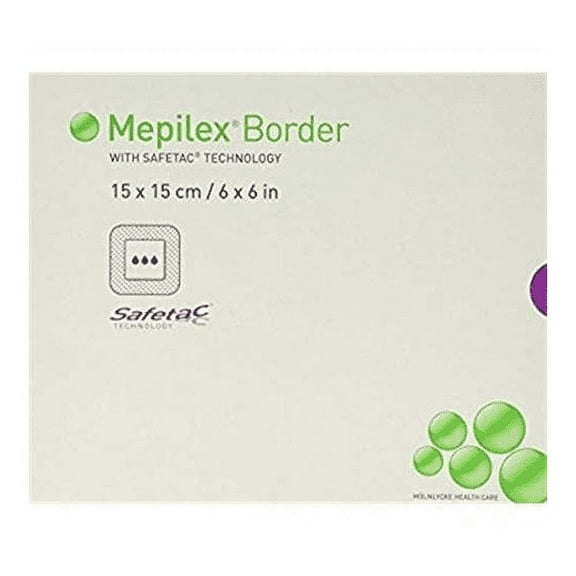 Molnlycke 595400 Mepilex Border Flex 6x6in (15x15cm) Flexible Self-Adherent Absorbent Bordered Foam Dressing with Safetac technology
