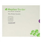 Mepilex Border Flex - Self-Adherent Soft Silicone Foam Dressing, 6 Inches x 6 Inches, Tan, Sterile, 5 Count