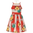 thumbnail image 3 of Little Girls Elegant Sleeveless Floral Summer Wedding Birthday Party Flower Girl Dress Coral 4 (2J1K38S), 3 of 5
