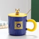 thumbnail image 4 of Taza de oso de 320ml con tapa, cuchara, Taza de cerámica para hombres y mujeres, taza de agua para pareja de café para desayuno en casa y oficina, 4 of 5