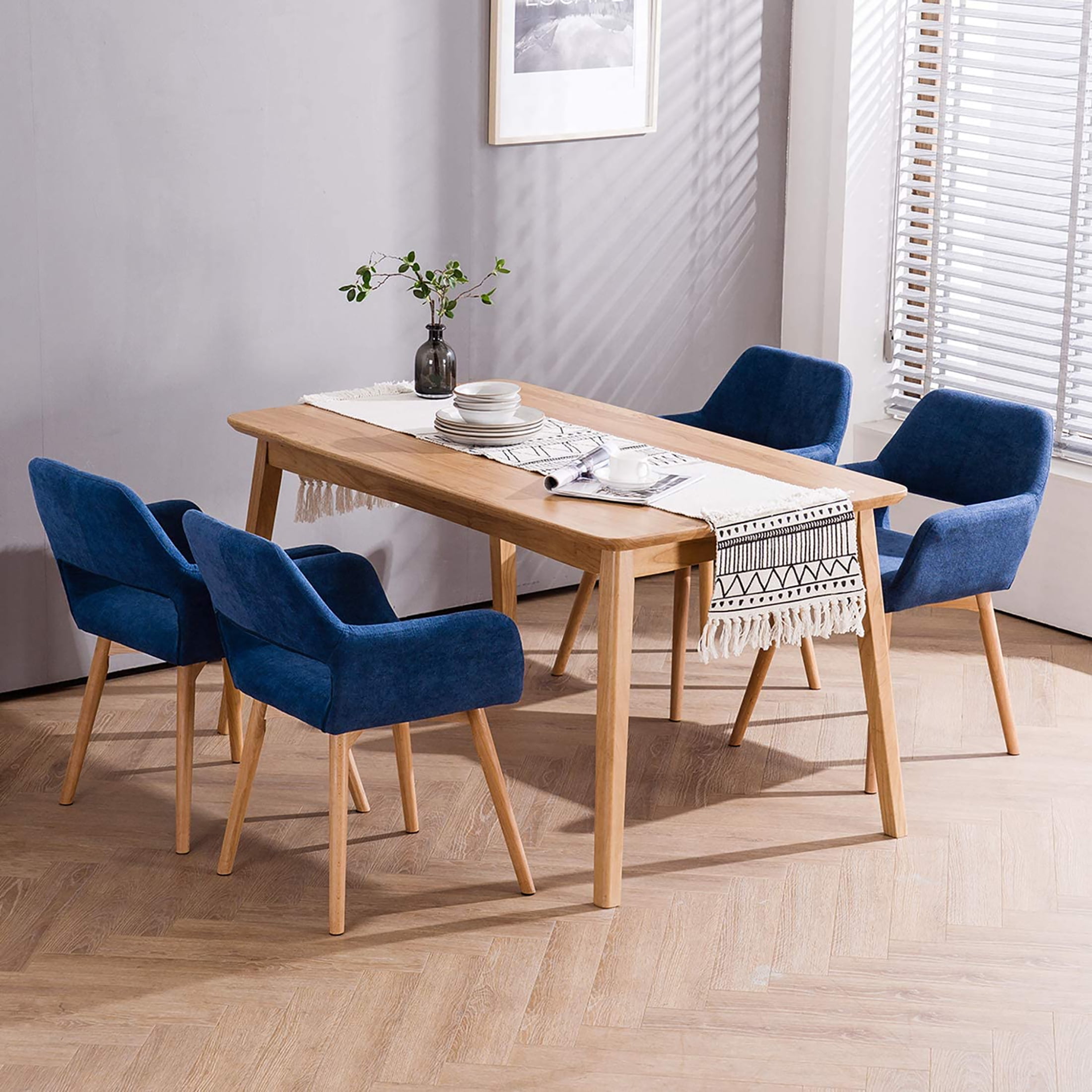 Homy Grigio Dining Chairs Set of 2,Blue Kitchen & Dining Room Chairs for Kitchen Chairs with Armrest(Blue)