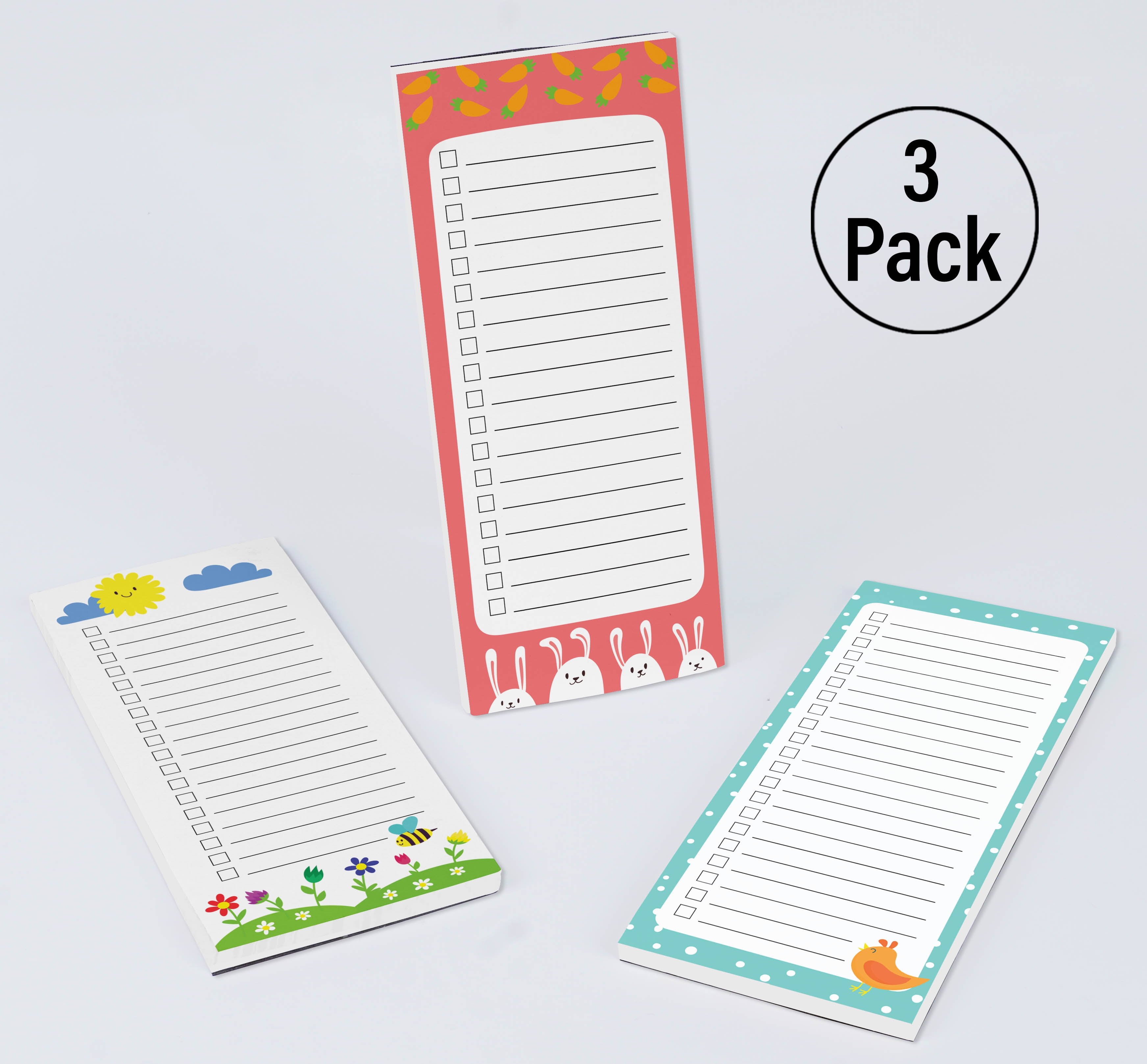 Inkdotpot Pack of 3 Magnetic Fridge To-Do List Notepads- Magnetic Memo Pads For Refrigerator-(50 Sheets Each)-RR
