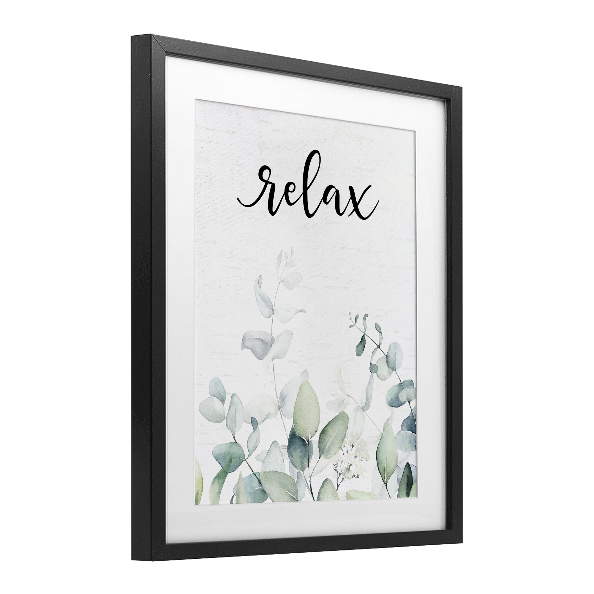 Relax Leafy Herbs Black Framed Print Under Glass, design by Lettered and Lined