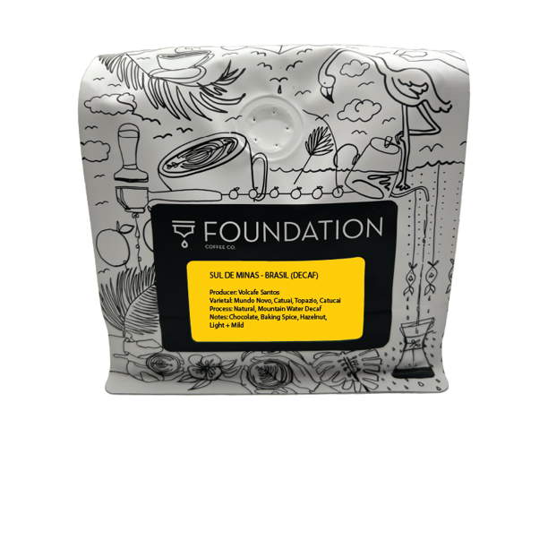 Foundation Coffee Decaffinated, Whole Bean, Light Medium Roast, 10oz