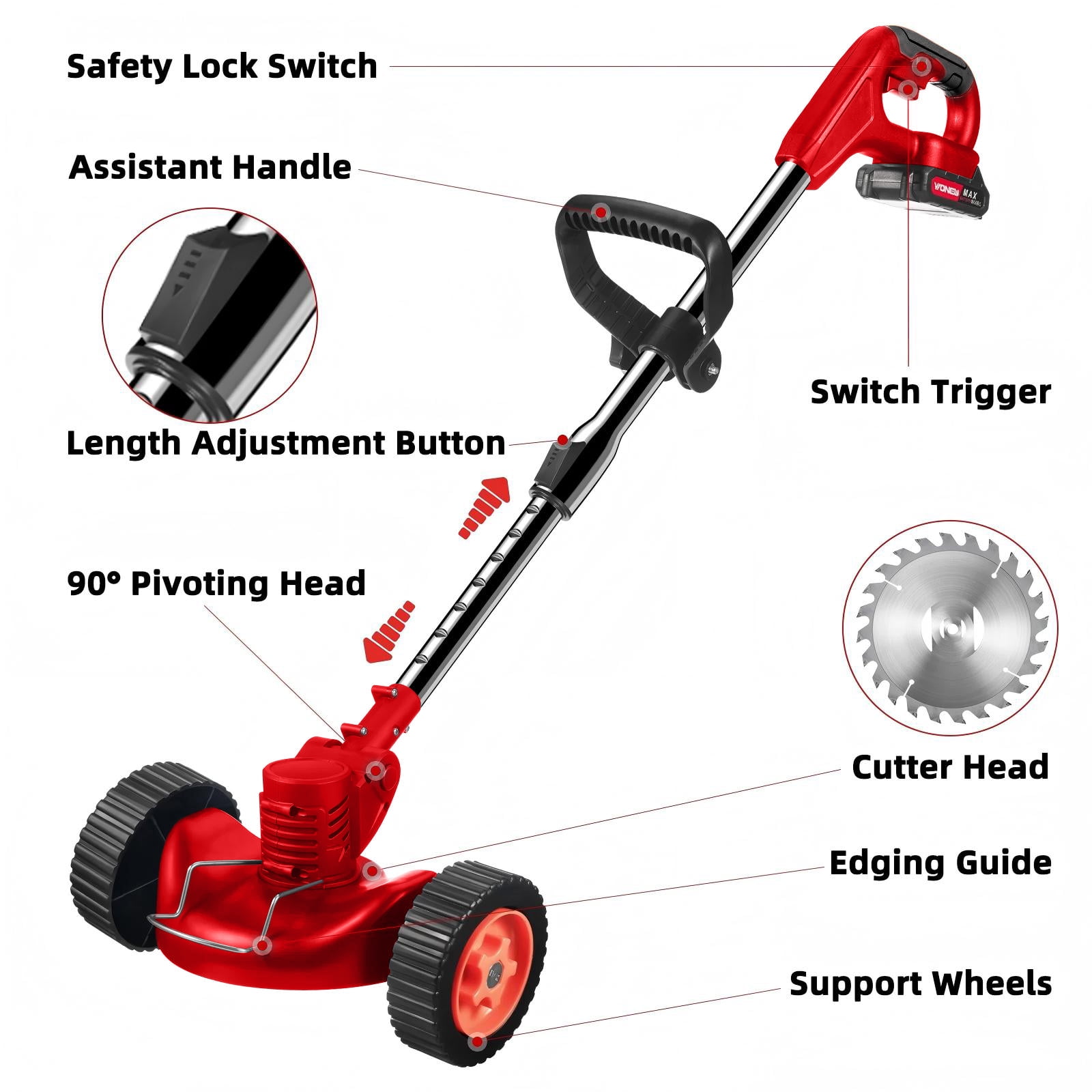 ZLieatmp String Trimmers, 24V Cordless Electric Weed Wacker, Cord Lock Lawns Trimmers