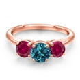 thumbnail image 3 of Gem Stone King 18K Rose Gold Plated Silver London Blue Topaz and Red Created Ruby Engagement Ring for Women | 2.30 Cttw | Round 6MM | Gemstone November Birthstone | Size 7, 3 of 6