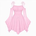 thumbnail image 3 of Women Vintage Off‑Shoulder Corset Dress Puff Long Sleeve Lace‑Up Swing Midi Dress, 3 of 3