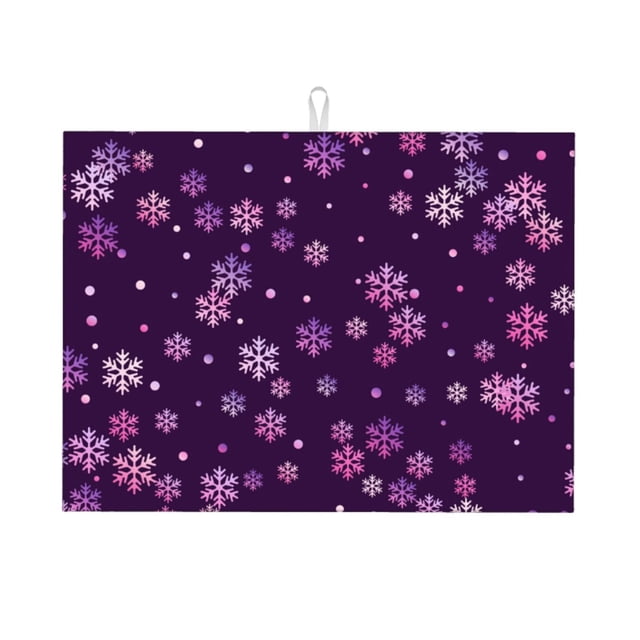 Fotbe Purple Snow Flakes Alfombrilla de Secado para Cocina con Estampado, 18x24 Pulgadas