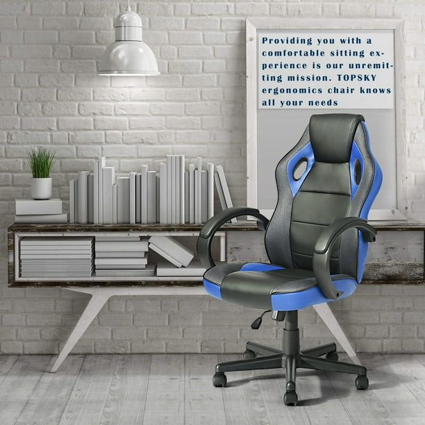 FurnitureR Gaming Chair Racing Style Ergonomic Backrest Padded Headrest Lumbar Support Height Adjustment Swivel Home Office Computer Chair Walmart